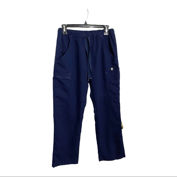 FIGS Scrub Pants Pull On Elastic Waist Pant Navy Blue Petite Size Medium